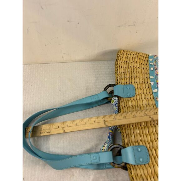 Vera Bradley straw beach shoulder bag Capri Blue - Picture 11 of 11